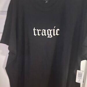 Black Graphic Tee with 'Tragic' Print